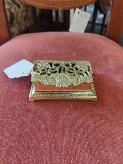 Antique brass postage stamp box