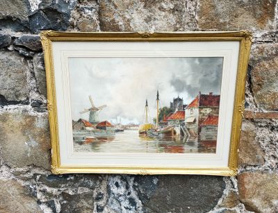 Gilt framed watercolour signed L. van Straaten 