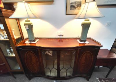 Mahogany inlaid cabinet with brass gallery