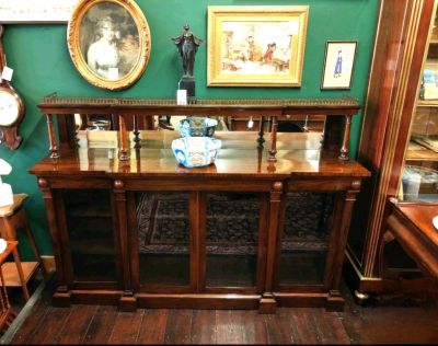 Victorian rosewood four door sideboard with mirror back & gallery