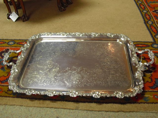 A silver plated tray.
