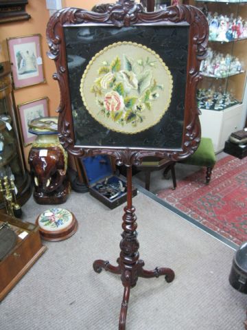 Victorian mahogany pole-screen