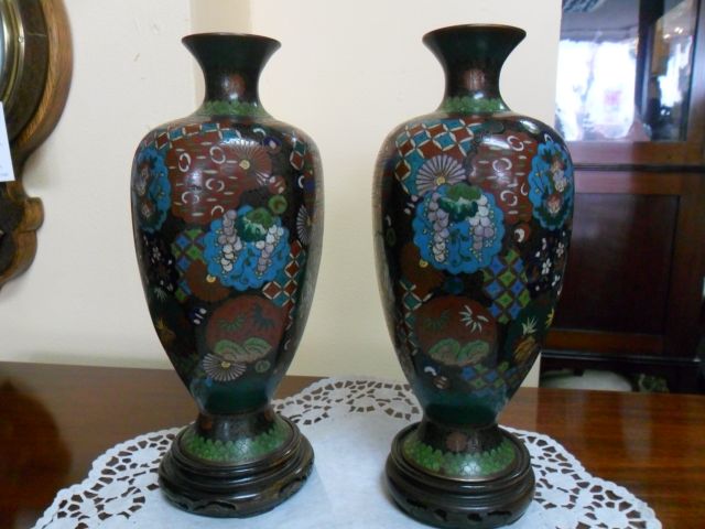 Pair of Cloisonne Vases