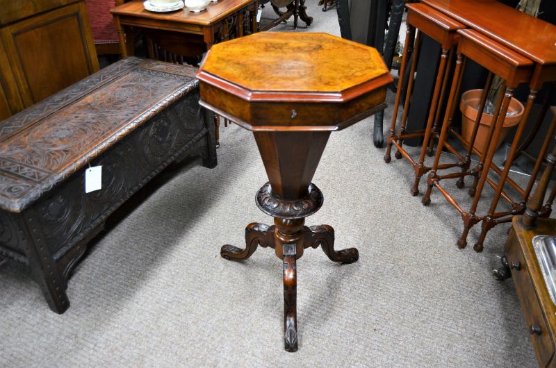 Victorian walnut sewing table