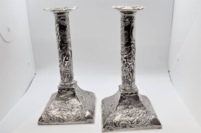 Pair of victorian silver candlesticks