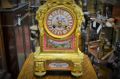 19th century gilt and painted porcelain french mantel clock Thumbnail 6