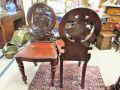 Pair of victorian mahogany hall chairs Thumbnail 4