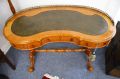  Victorian satinwood leather top desk with brass gallery Thumbnail 2