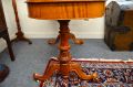  Victorian satinwood leather top desk with brass gallery Thumbnail 3