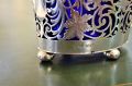 Silver sugar basket with original blue liner. Thumbnail 3