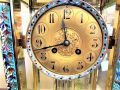 Three piece french clossonie clock set with bevelled glass Thumbnail 3