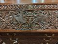 19th century carved oak bureau with gilt metal handles Thumbnail 2