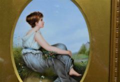 Gilt framed painted porcelain plaque Thumbnail 2