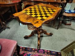 Victorian burr-walnut games table Thumbnail 2