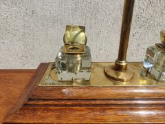 Brass & oak desk stand Thumbnail 2