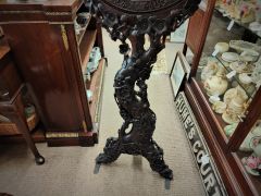 19th century chinese cherrywood carved framed mirror Thumbnail 2