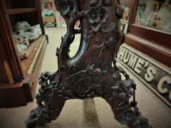 19th century chinese cherrywood carved framed mirror Thumbnail 3