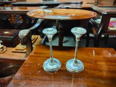 Pair of sterling silver candlesticks Thumbnail 2