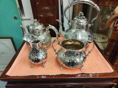 Victorian four piece plated silver tea set Thumbnail 4