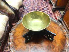 Chinese brass bowl on stand Thumbnail 2