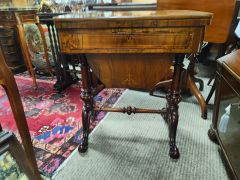Victorian burr walnut sewing table Thumbnail 2