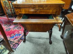 Victorian burr walnut sewing table Thumbnail 6
