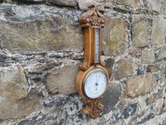 Edwardian carved oak barometer  Thumbnail 2