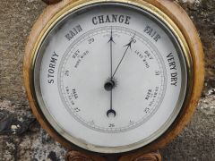 Edwardian carved oak barometer  Thumbnail 3