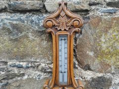 Edwardian carved oak barometer  Thumbnail 4