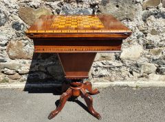 Victorian walnut games / sewing table Thumbnail 2