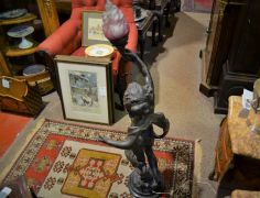 19th century spelter figure / light  on marble plinth  Thumbnail 3