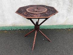 Indian carved peacock table Thumbnail 1