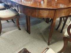 1930s D-ended dining room table & eight sabre leg chairs (six chairs & two carvers) Thumbnail 4