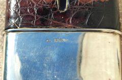 Silver and leather hip flask Thumbnail 3