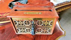Edwardian oak letter box Thumbnail 1