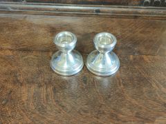 Pair of silver miniature candlesticks Thumbnail 1