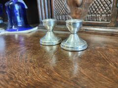 Pair of silver miniature candlesticks Thumbnail 2