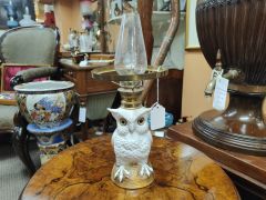 Victorian porcelain owl lamp Thumbnail 3