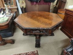 Carved oak centre table  Thumbnail 3
