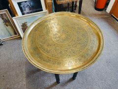 Brass indian tray on stand Thumbnail 2