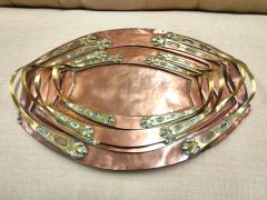 Set of four brass & copper art nouveau trays Thumbnail 2