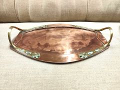 Set of four brass & copper art nouveau trays Thumbnail 3
