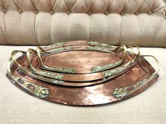 Set of four brass & copper art nouveau trays Thumbnail 4