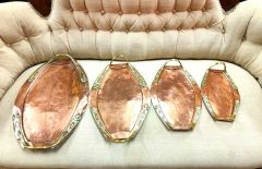 Set of four brass & copper art nouveau trays Thumbnail 3