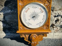 Edwardian oak cased barometer  Thumbnail 2