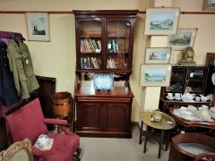 Victorian mahogany two door bookcase with back mirror  Thumbnail 1