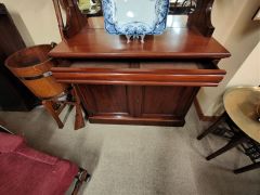 Victorian mahogany two door bookcase with back mirror  Thumbnail 4