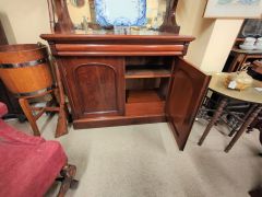 Victorian mahogany two door bookcase with back mirror  Thumbnail 3
