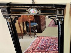 Pair of ebony pier mirrors with porcelain plaques Thumbnail 3