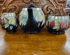 Three piece silver rimmed moorcroft tea set Thumbnail 2